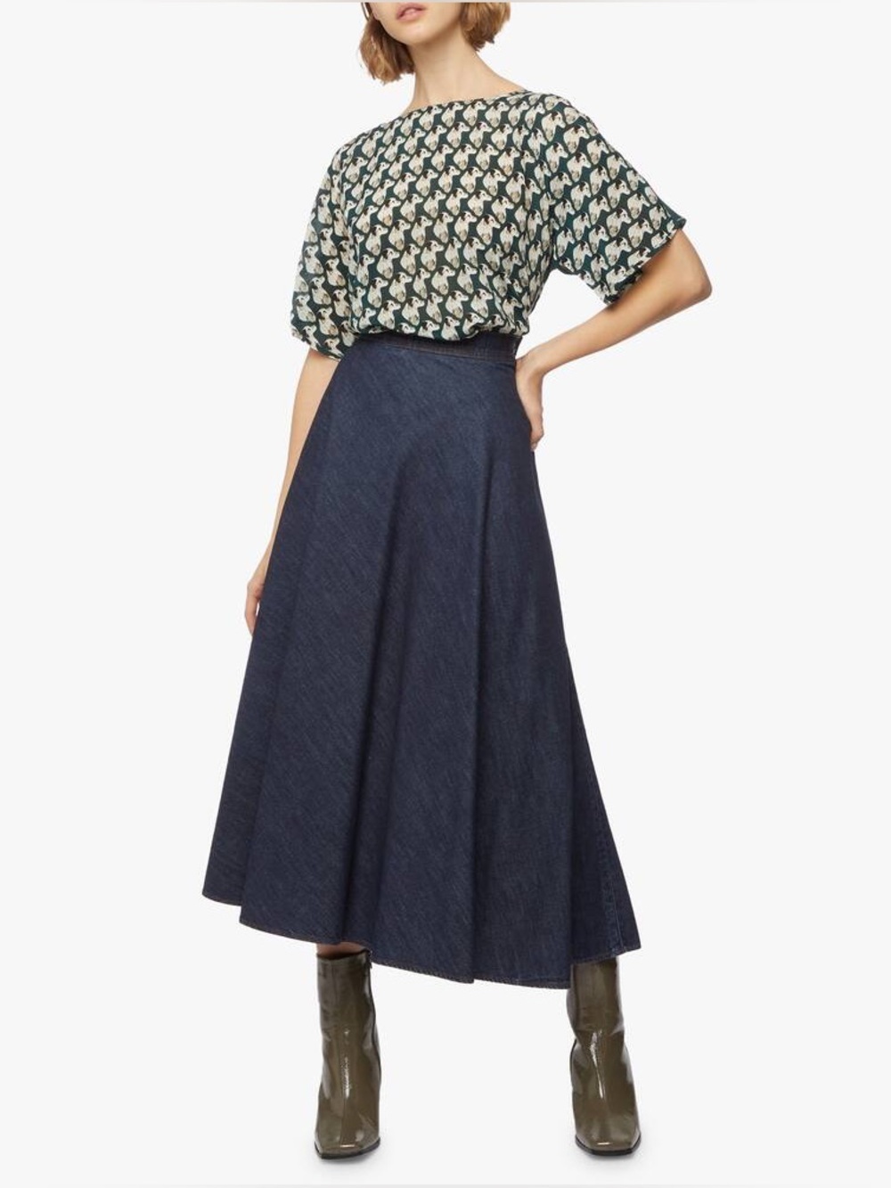 Weekend MaxMara Formica A-Line Midi Denim Skirt in Midnight Blue Size: US2